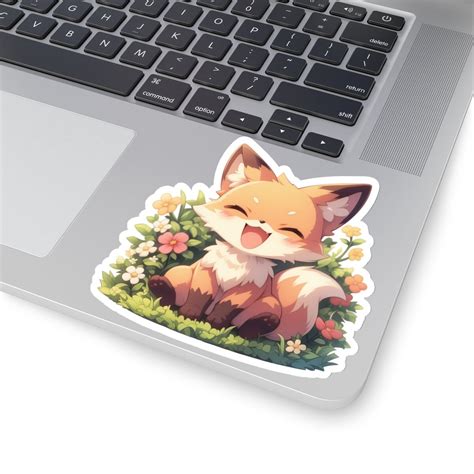 Fox Sticker Cute Fox Sticker T Happy Fox Sticker Laptop Decal Cute Kawaii Fox Vinyl Decal For