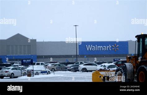 BEMIDJI, MN - DEC 27, 2018: Snow removal machine clearing Walmart ...