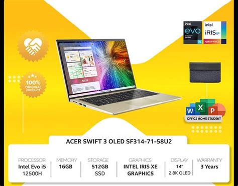 Jual Acer Swift 3 Oled Sf314 71 58u2 Evo I5 12500h 16gb 512gb 14 W11