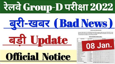 Bad News RRC Group D Official Notice 08 Jan 2023 YouTube