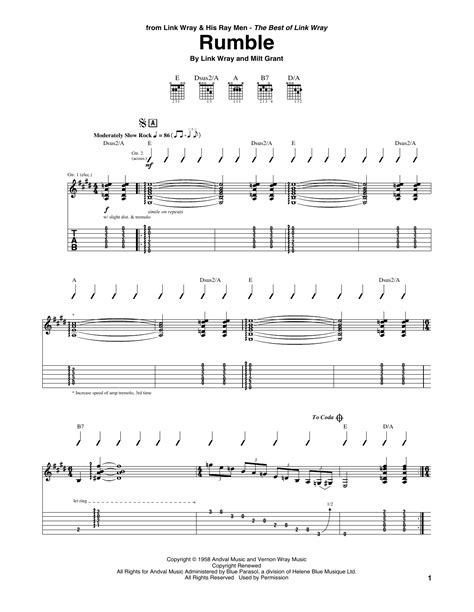 Rumble By Link Wray Guitar Tab Guitar Instructor