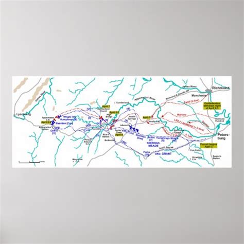 Map of the American Civil War Appomattox Campaign Poster | Zazzle