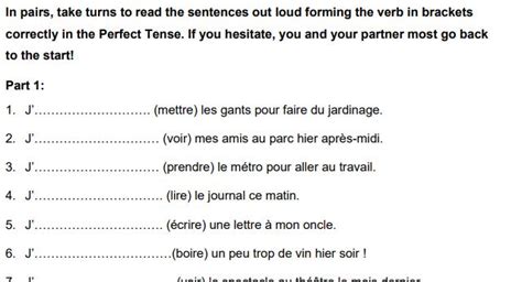 Perfect Tense Irregular Verbs With Avoir FRENCH Teaching Resources