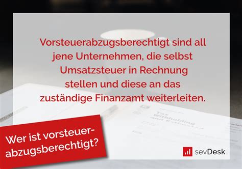 Vorsteuerabzugsberechtigt Definition Voraussetzungen