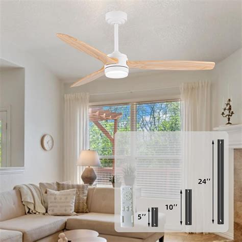 52 Inch Wood Ceiling Fan With Remote Control 3 Color Temperature