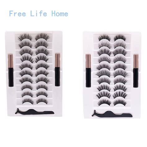 Pairs Strip Magnetic Eyelashes Set Magnet Liquid Eyeliner Fake Eye