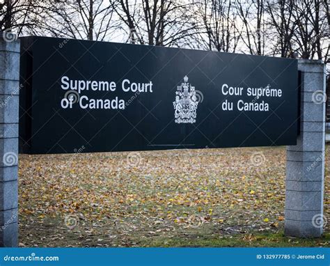 Entry Sign Indicating the Supreme Court of Canada, in Ottawa, Ontario ...