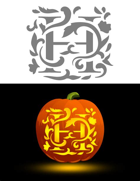 Printable Decorative Letter H Pumpkin Stencil