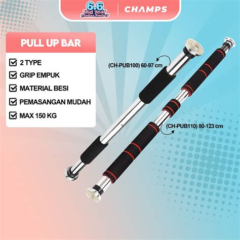 Jual Champs Pull Up Bar Tiang Chin Up Adjustable Olahraga Pintu