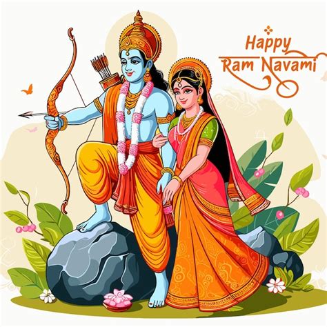 Feliz festival de ram navami de la india señor rama con diseño de