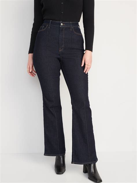 Higher High Waisted Pintuck Flare Jeans For Women Old Navy