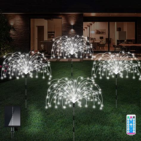 Solar Outdoor Lights 4 Pack 120 LED Waterproof Solar Firework Lights