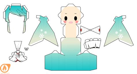 2013 Snow Miku Hatsune Chibi Doll Free Printable Papercraft Templates