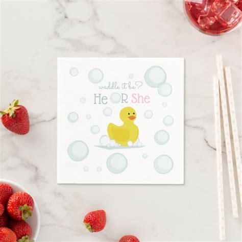 Rubber Duck Waddle It Be Gender Reveal Napkins Zazzle