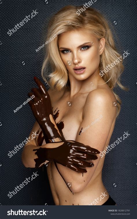 Cheerful Nude Woman Eating Chocolate Stock Photo 1828812791 Shutterstock