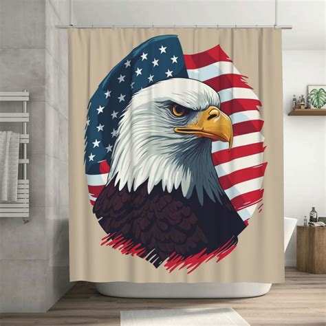 Lnwh Waterproof Shower Curtain Polyester American Flag Background