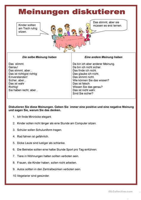 M Ndliche Kommunikation Meinungen Diskutieren Deutsch Lernen