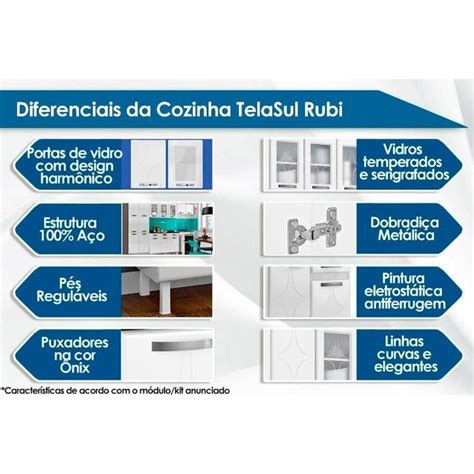 Kit De Cozinha Compacta Rubi Smart C Portas E Gaveta Branco