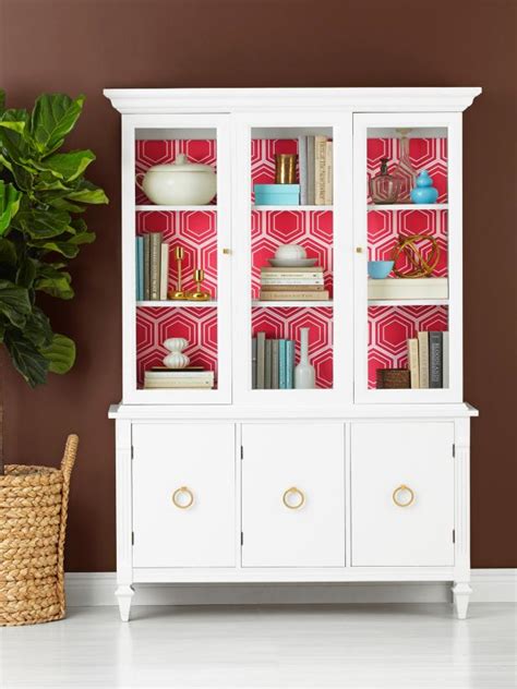 How To Wallpaper The Inside Of A China Cabinet Hgtv