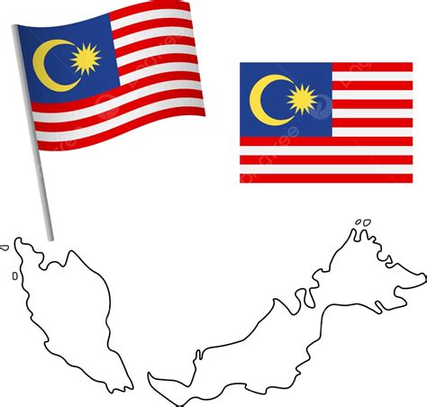 Malaysia Flag And Map Malaysia Flag Official Background Vector