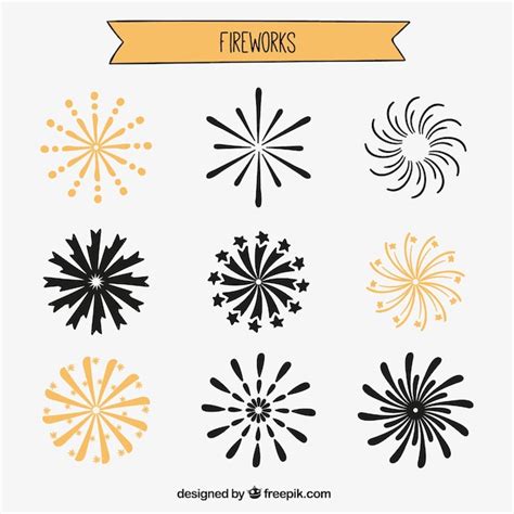 Fuegos Artificiales Dibujados A Mano Vector Gratis