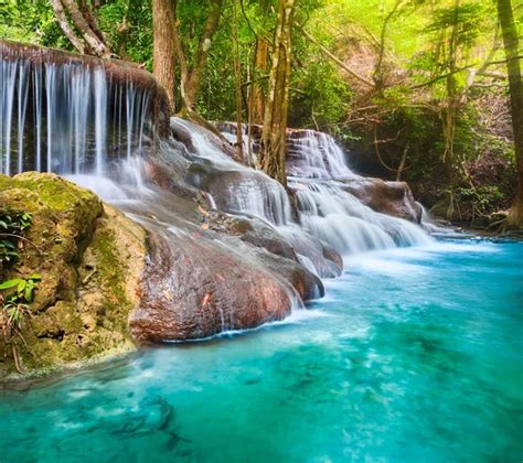 Beautiful Waterfall Huai Mae Khamin Thailand Stock Photo By ©goodolga