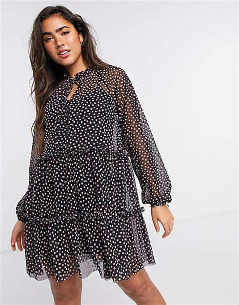 River Island Polka Dot Belted Mini Dress In Black Asos