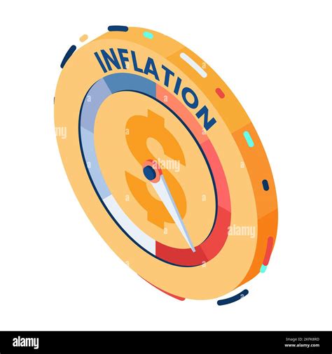 Flat D Isometric Dollar Coin With High Level Inflation Gauge