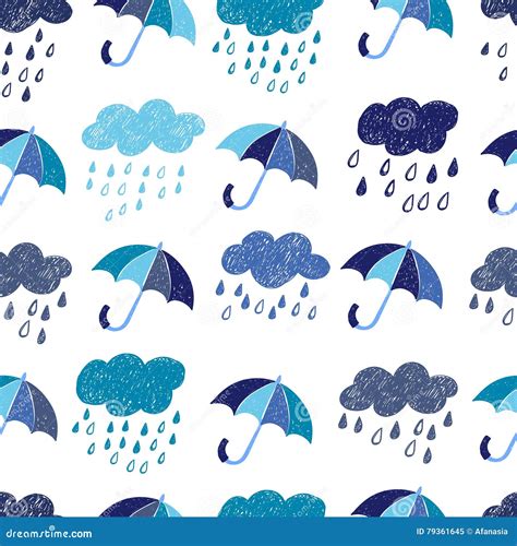 Rainy Doodle Seamless Pattern Stock Vector Illustration Of Wallpaper