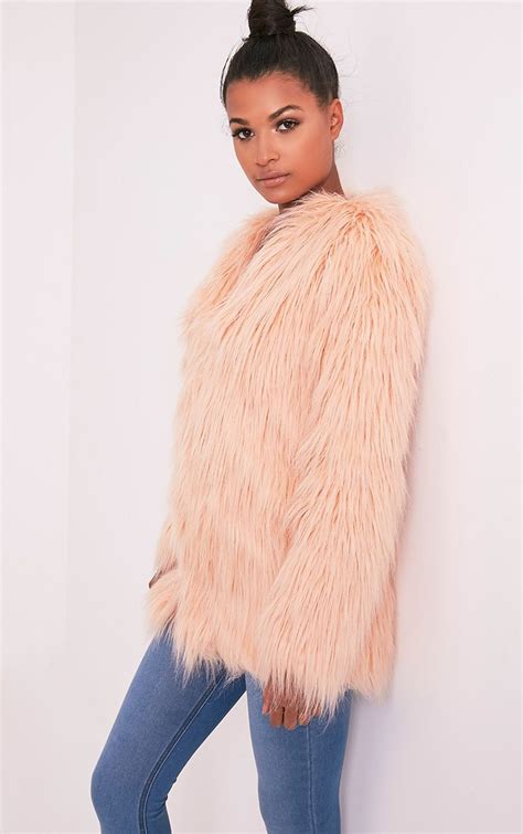 Amaria Nude Shaggy Faux Fur Jacket Coats And Jackets