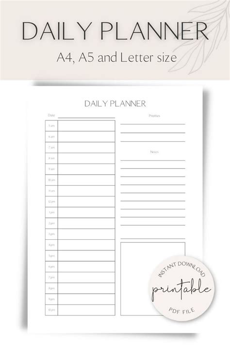 Daily Planner Printable Plan Undated Planner To Do List Simple