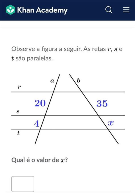 Observe a figura a seguir As retas r s e t são paralelas qual o valor