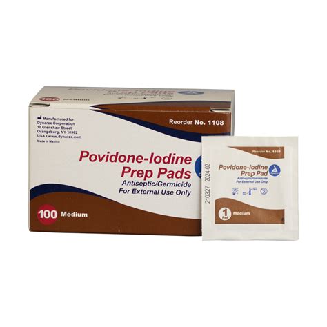 Dynarex Iodine Prep Pads Medium Box First Aid Supplies Online