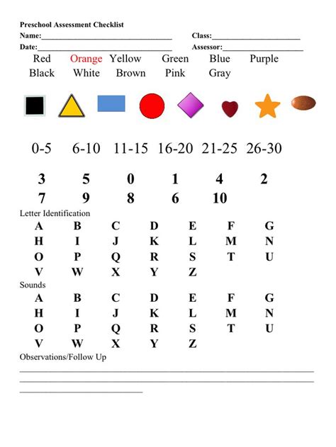 Preschool Pre Assessment Letter And Form Preschool Assessment Forms Preschool Assessment