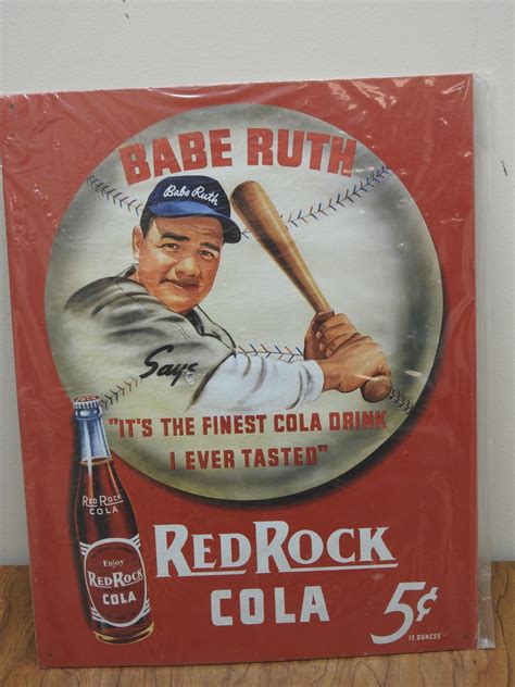 Inch Red Rock Cola Babe Ruth Metal Advertising Sign