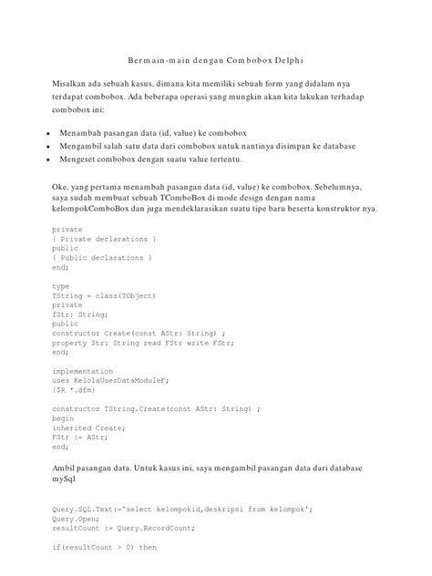 PDF Bermain Main Dengan Combobox Delphi DOKUMEN TIPS