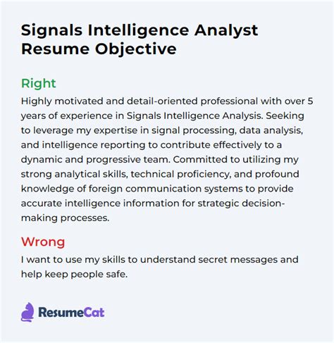 Top Signals Intelligence Analyst Resume Objective Examples