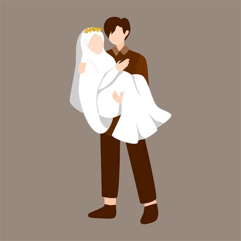 Flat Muslim Wedding Couple Illustration 7885414 Vector Art At Vecteezy