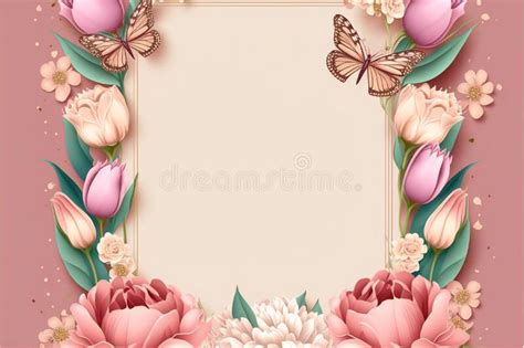 Wedding Floral Frame or Border with Elegant Rose Flow, Digital ...