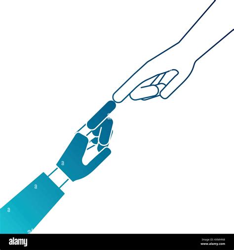 Human Hand With Robot Hand Stock Vector Image And Art Alamy