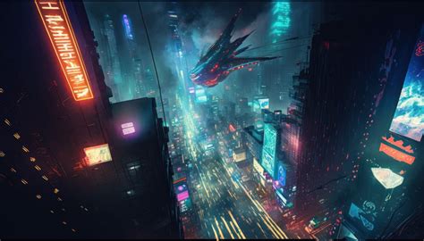 Papel De Parede Ai Art Cyberpunk Noite Luzes Da Cidade Futurista