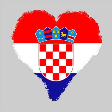 Premium Photo Croatia Colorful Flag In Heart Shape With Brush Stroke Style Isolated On Grey