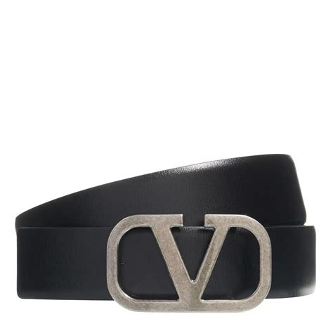 Valentino Garavani V Logo Belt Black Ledergürtel