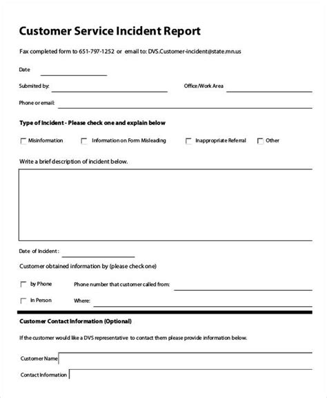 Customer Incident Report Form Template DocTemplates