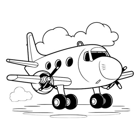 Premium Vector | Airplane flying with clouds cartoon vector ...