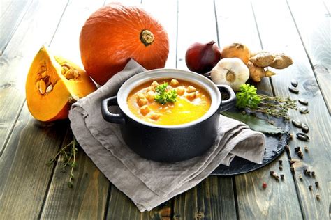 Premium Photo Spicy Pumpkin Creme Soup With Carrot And Chili Pepper