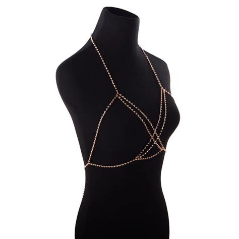 Rhinestone Bikini Bra Harness Chain Necklace Jewelry Reimagine