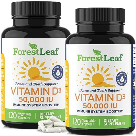 Forestleaf Vitamin D3 50 000 Iu Weekly Supplement 120 Vegetable Vitamin D Capsules For Bones