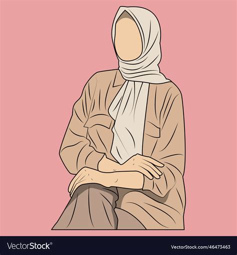 Cartoon Hijab Woman With Plain Face Royalty Free Vector