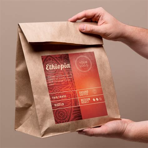 Editable Coffee Bag Label Template Customizable Coffee Bag Label